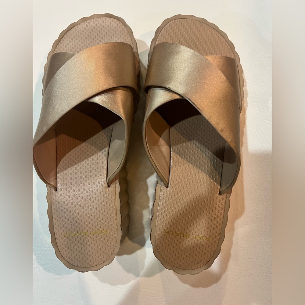 Gold Tory Burch fun wedged